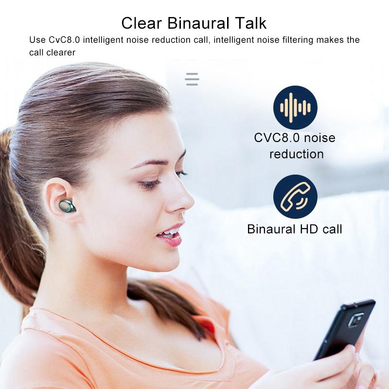 Three-screen Bluetooth Earphone with Noise Reduction and Hand Strap - White