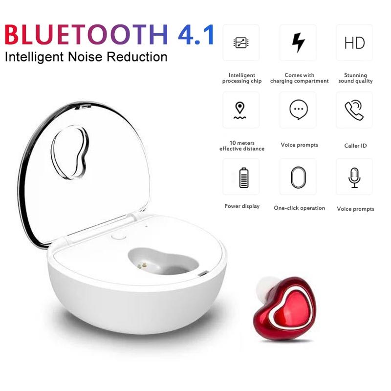 Mini Wireless Bluetooth Earphones with Charging Box - X7 4.1 - White