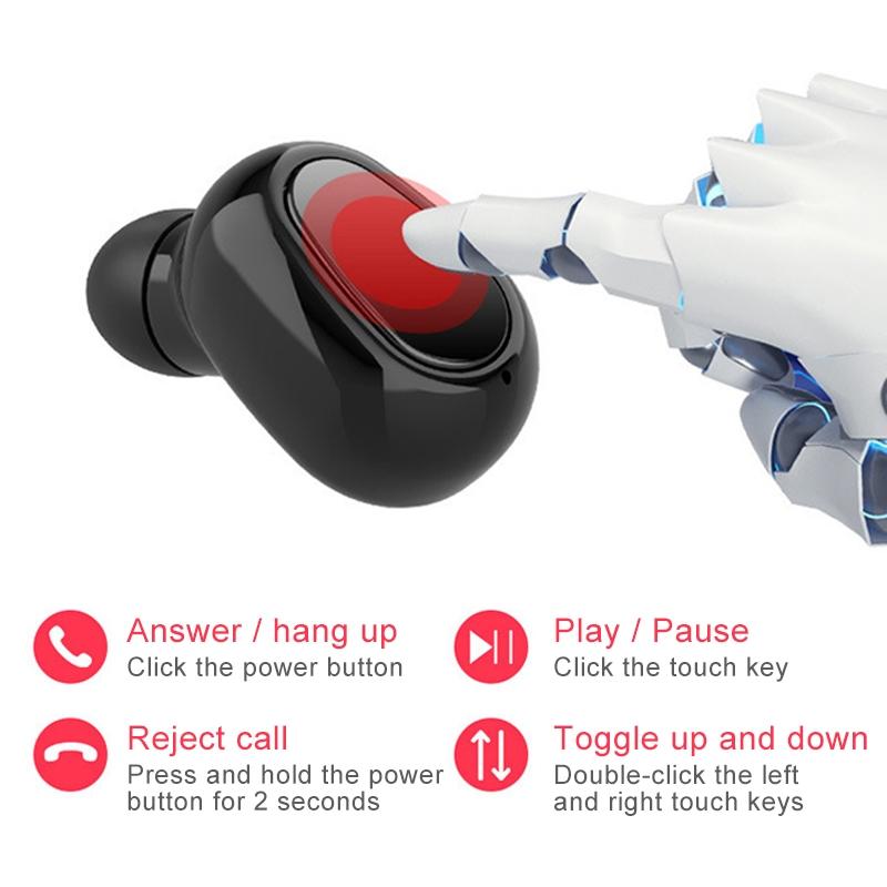 Wireless Bluetooth Earphones with 9d Sound and Charging Box - White