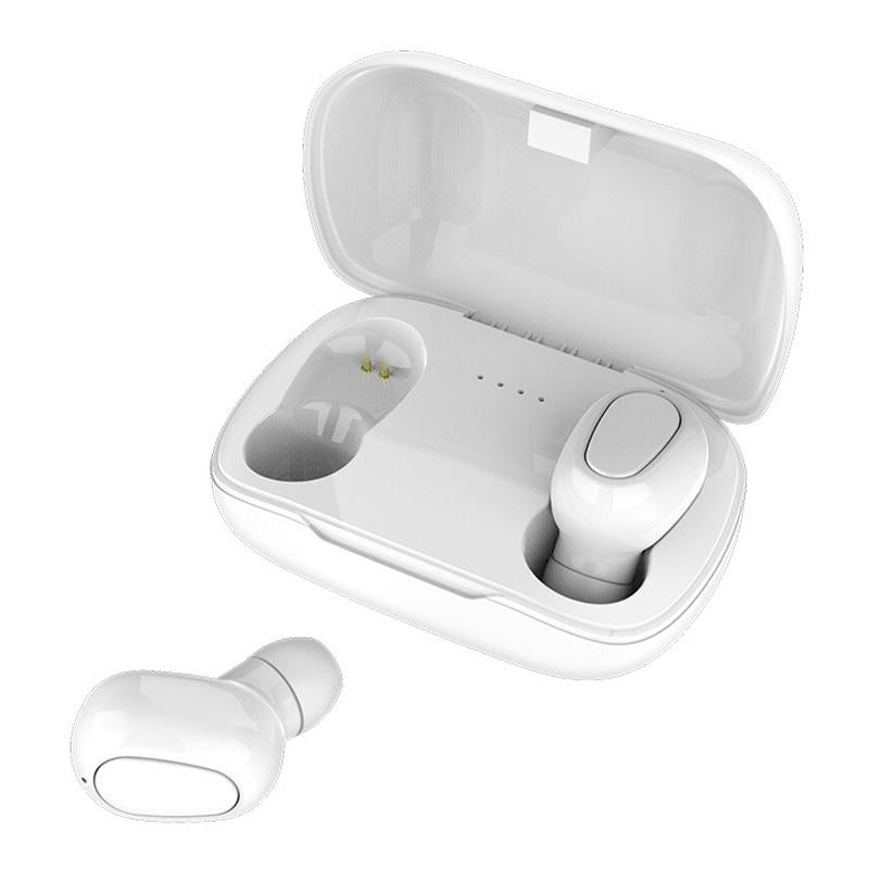 Wireless Bluetooth Earphones with 9d Sound and Charging Box - White