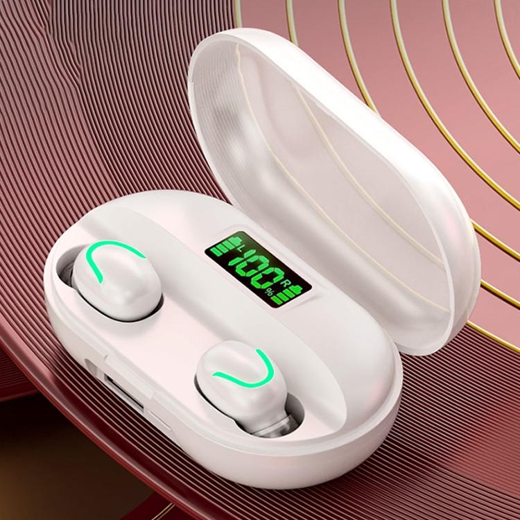 True Wireless Bluetooth 5.0 Earphones with Touch Display and Charging Box - White