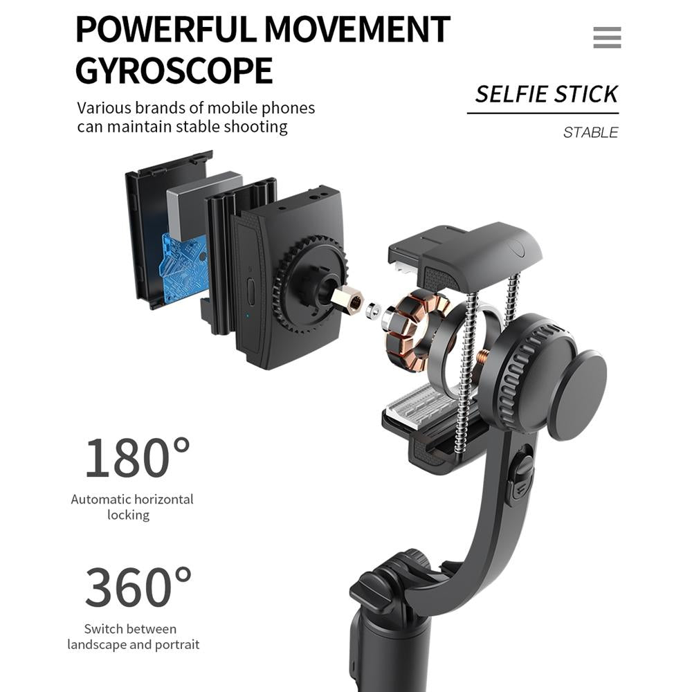Bluetooth Gimbal Stabilizer with Remote and Tripod - White