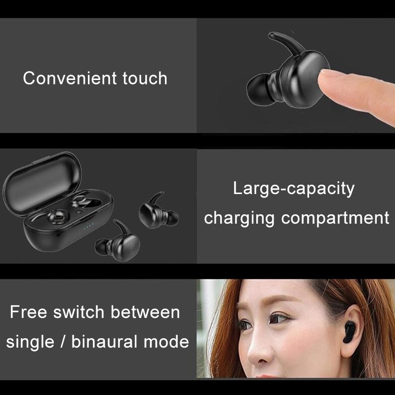 Waterproof Touch Wireless Bluetooth Earphones + Charging Box - White