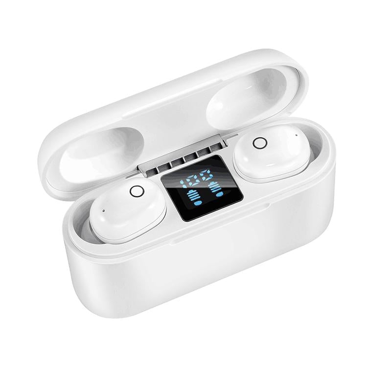 Wireless Bluetooth Headset with 2000mah Charging Case - Touch & Magnetic Charging - White