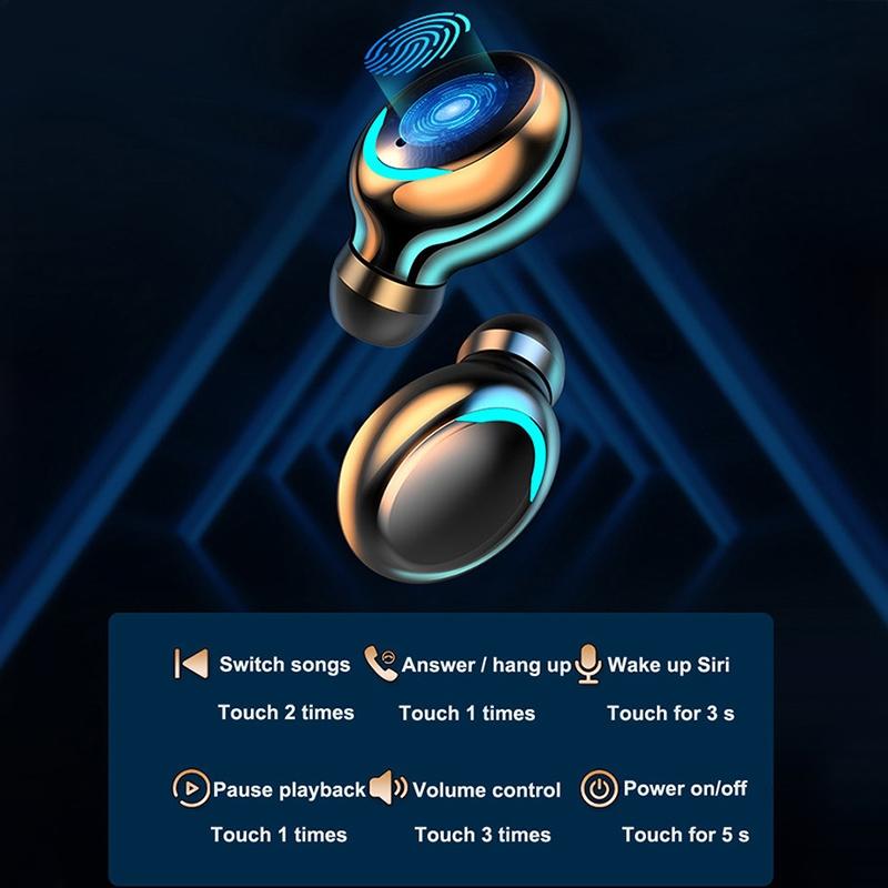 Bluetooth Earphone with Noise Reduction & Led Display - Black - Ip6D1057W Led Light White