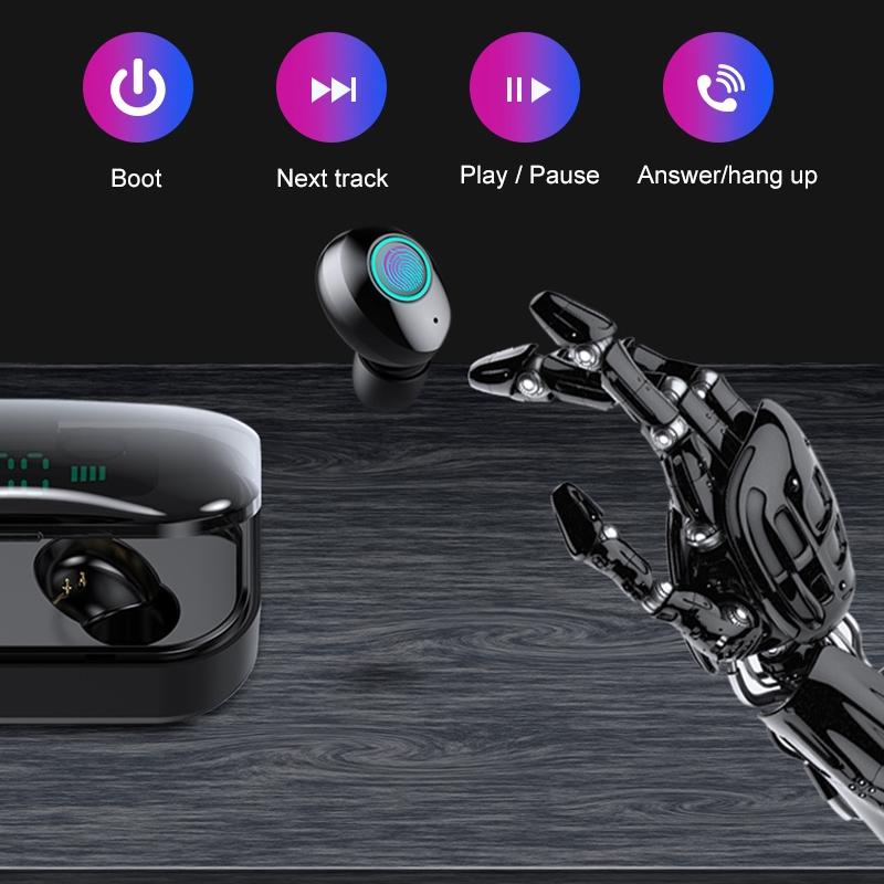 Wireless Stereo Bluetooth Headset with Charging Case and Digital Display - M7 Tws V5.0 - White