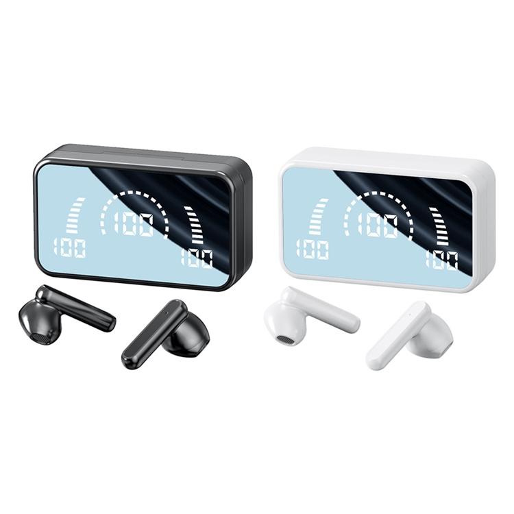 Wireless Bluetooth Earphones with Charging Case - V9 Mirror Noodle - White