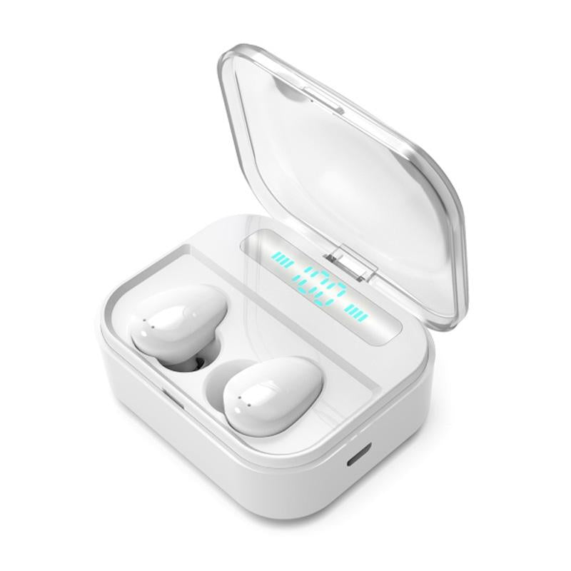 Wireless Stereo Bluetooth Headset with Charging Case and Digital Display - X7 Tws V5.0 - White