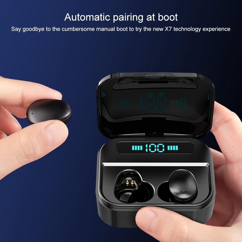 Wireless Stereo Bluetooth Headset with Charging Case and Digital Display - X7 Tws V5.0 - White
