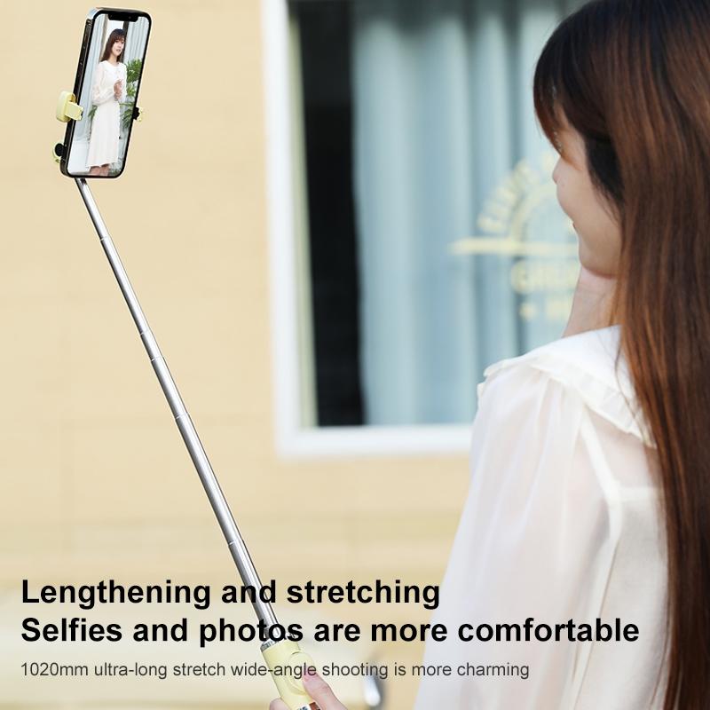 Wireless Selfie Stick with Remote Tripod - Compact Design - Yellow