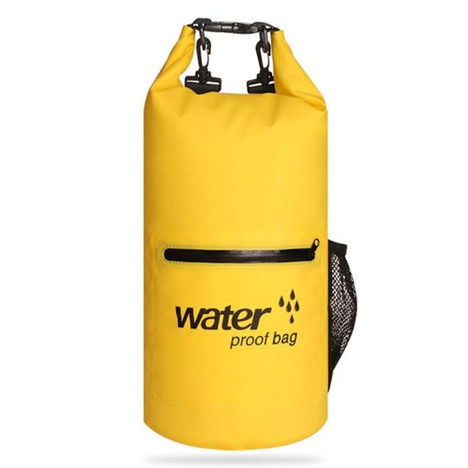 Waterproof Dual Shoulder Bag 20L Pvc Dry Sack For Outdoor Adventures - Yellow