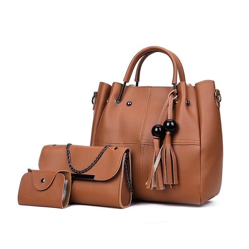 Versatile 3 In 1 Pu Shoulder Bag With Bear Tassel