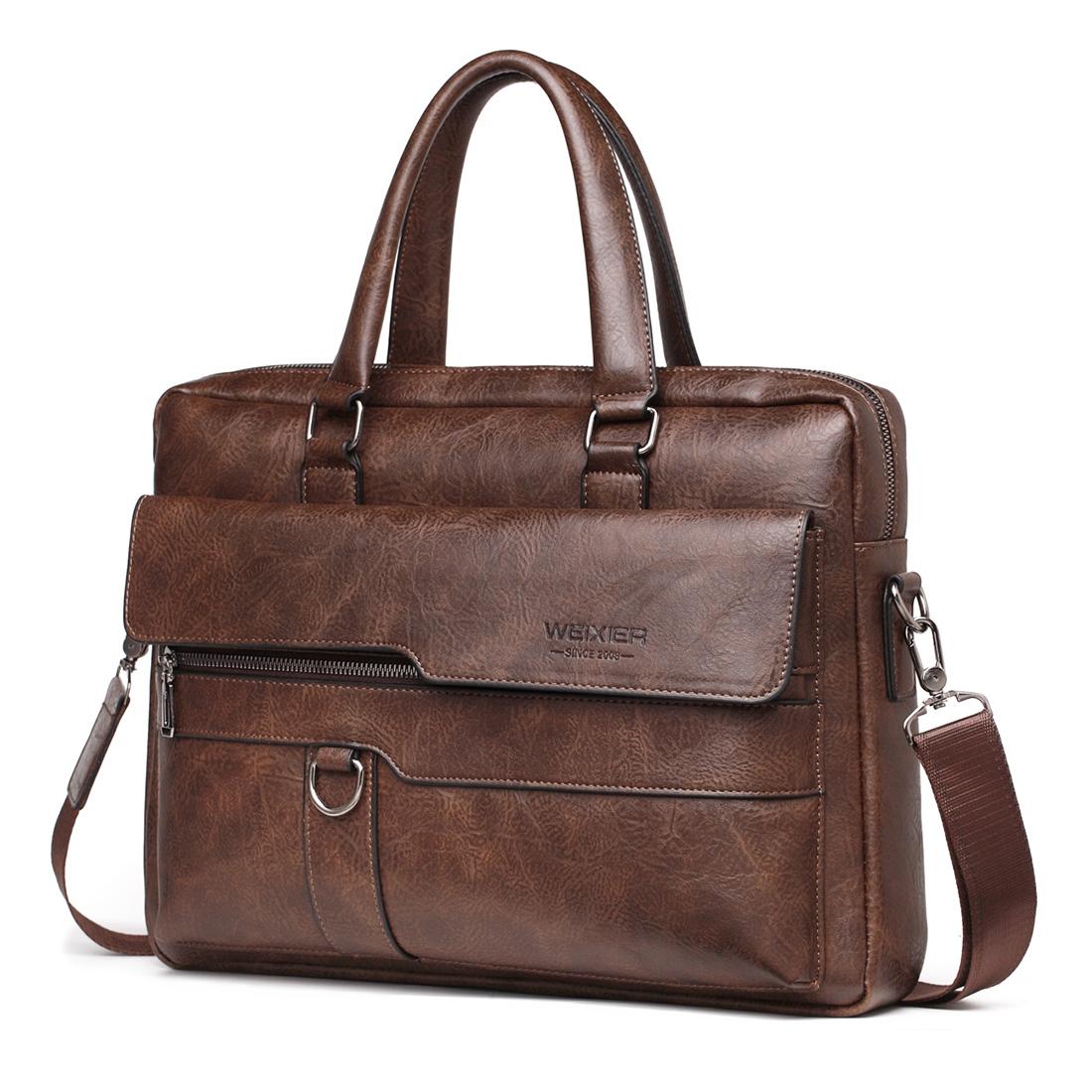 Retro Pu Leather Men Crossbody Bag - Light Brown
