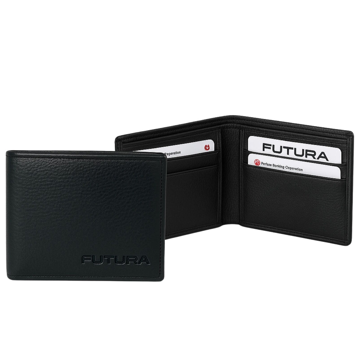 Futura Men's Slim RFID-Blocking Genuine Leather Wallet - Black with Gift Box