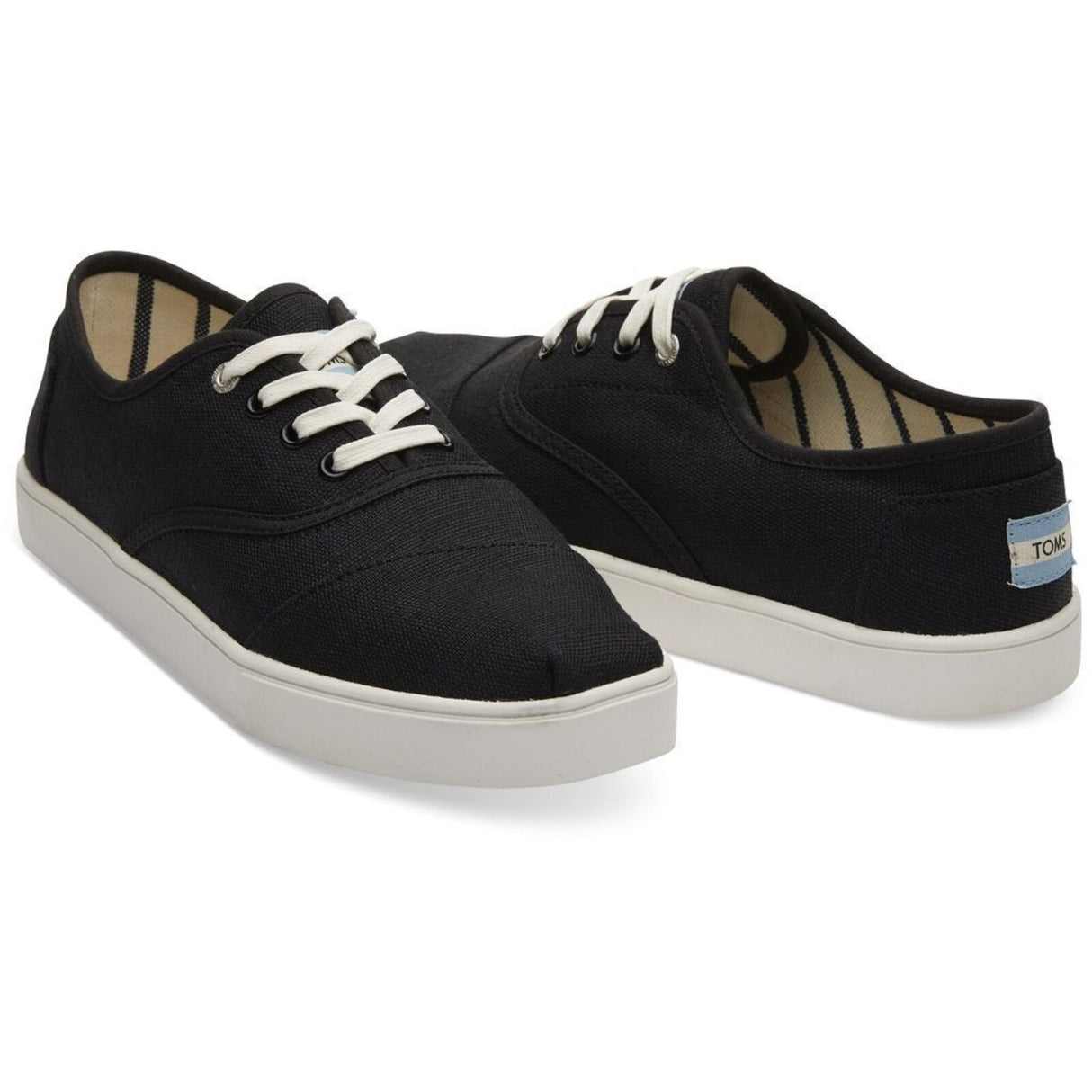 TOMS Heritage Mens Canvas Casual Shoes Sneakers Lace Up Low Cut - Black - US 11