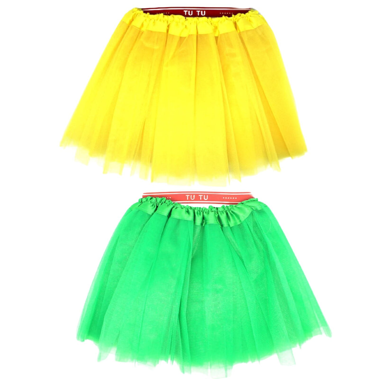 2x Tulle Ballerina Tutu ??Small, 3-Layer Children?? Costume Skirt - Yellow & Green Australia Day