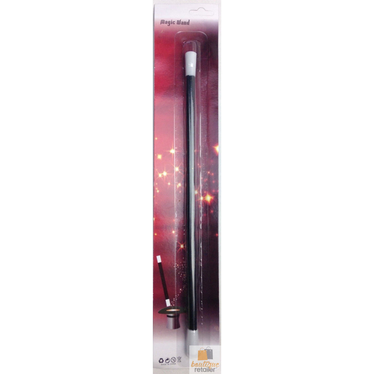 Mystical Black Sorcerer's Wand - 30cm Magical Costume Accessory for Celebrations