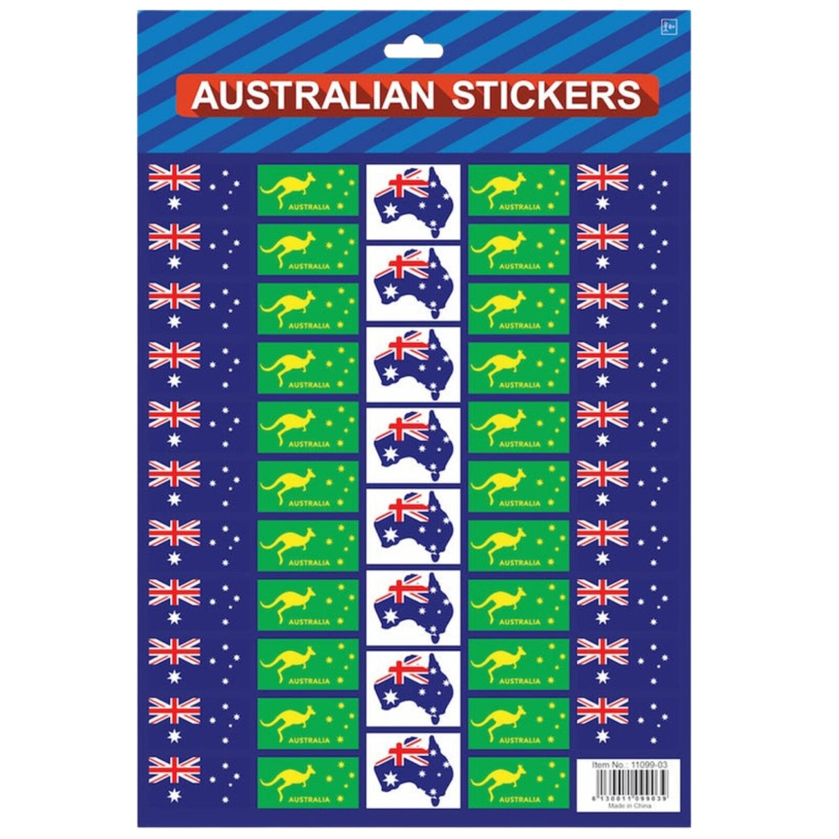 Australian Flag Stickers A4 Sheet of Festive Stickers for Australia Day Celebrations
