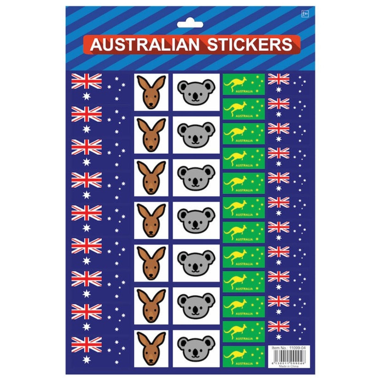 Australian Flag Stickers 4x A4 Sheets of Festive Stickers for Australia Day Celebrations