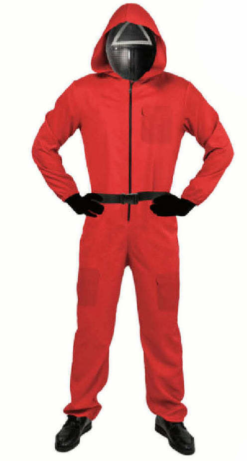 Adult Squid Game Costume Guard Tracksuit Halloween Cosplay Red - S/M(165 - 175cm)