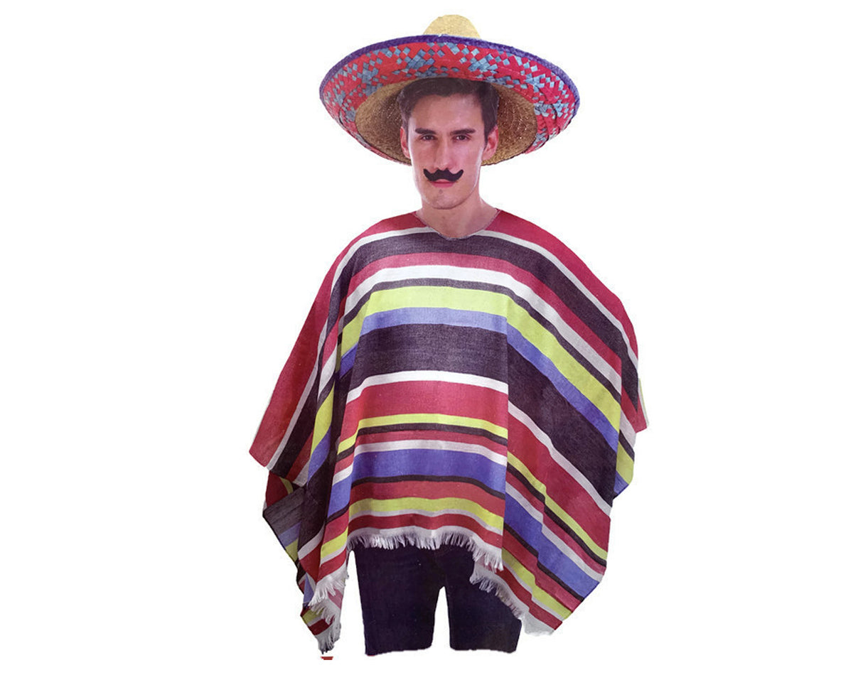 Men's Fiesta-Ready Mexican Poncho for Cowboy Costume and Wild West Themed Parties