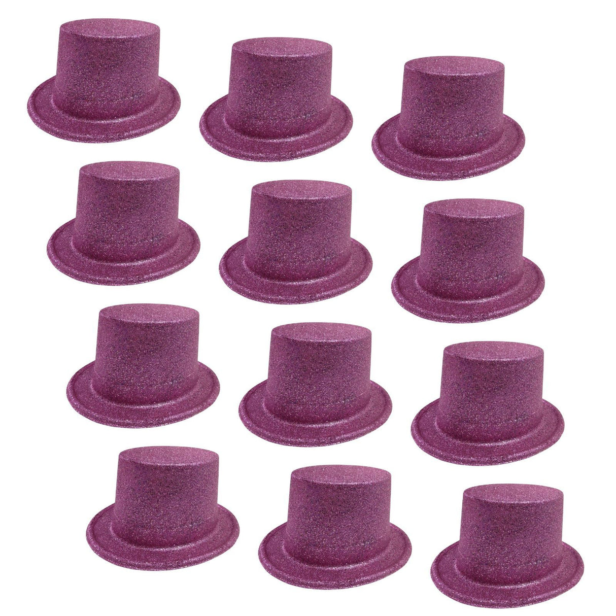 12-Pack Sparkling Glitter Top Hats for Parties - Light Pink Fancy Dress Accessories
