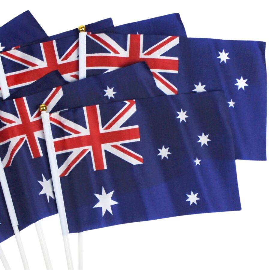 Australian Hand Flags ??Set of 8 (14cm x 21cm) ??Perfect for Australia Day Celebrations