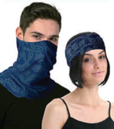 Navy Paisley Multi-Use Tube Bandana Face Gaiter Mask