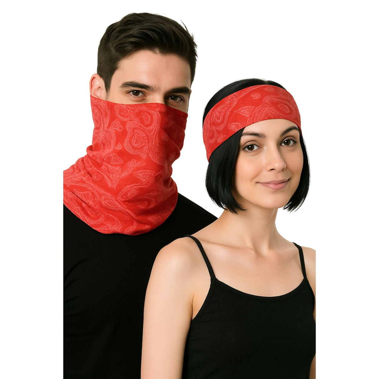 Multi-Way Red Paisley Neck Gaiter and Face Covering