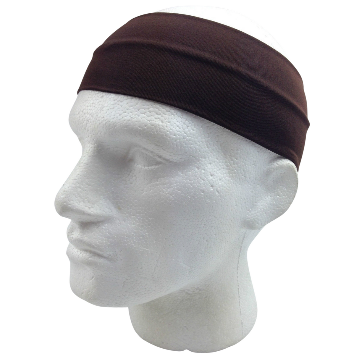 PLAIN HEADBAND Elastic Stretch Sports Yoga Hair Band Unisex 8cm Wide - Brown