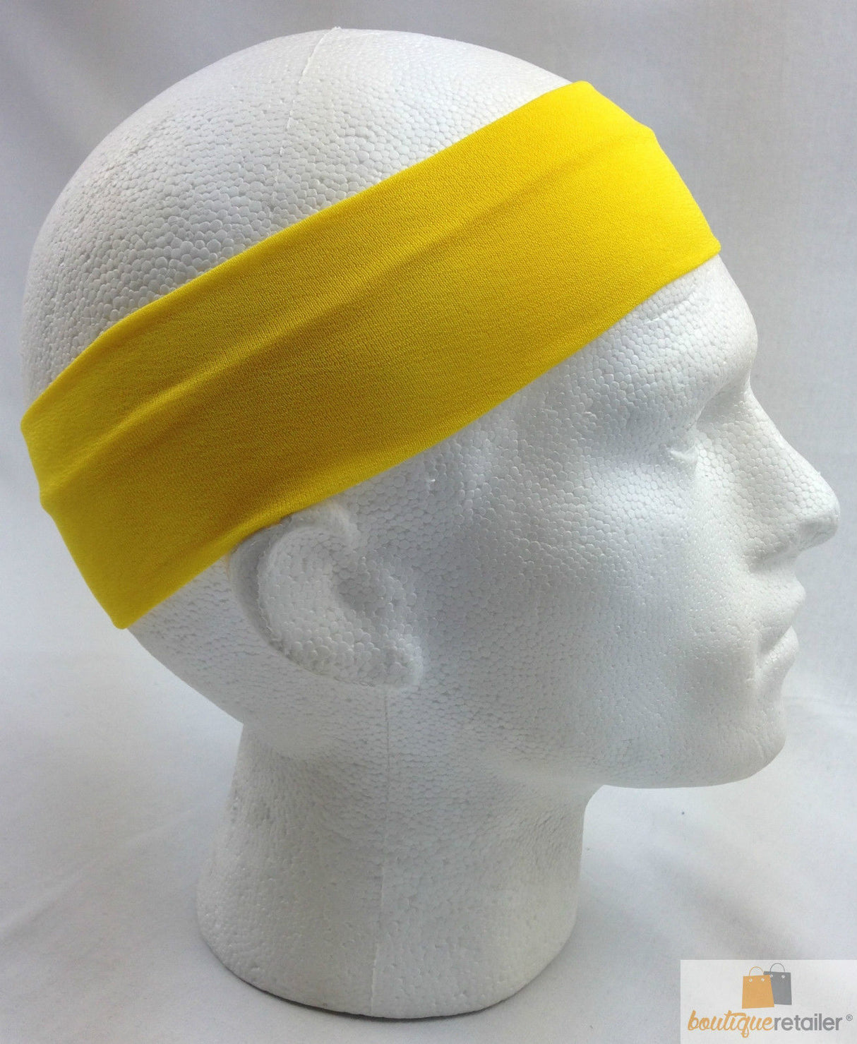 PLAIN HEADBAND Elastic Stretch Sports Yoga Hair Band Unisex 8cm Wide - Yellow