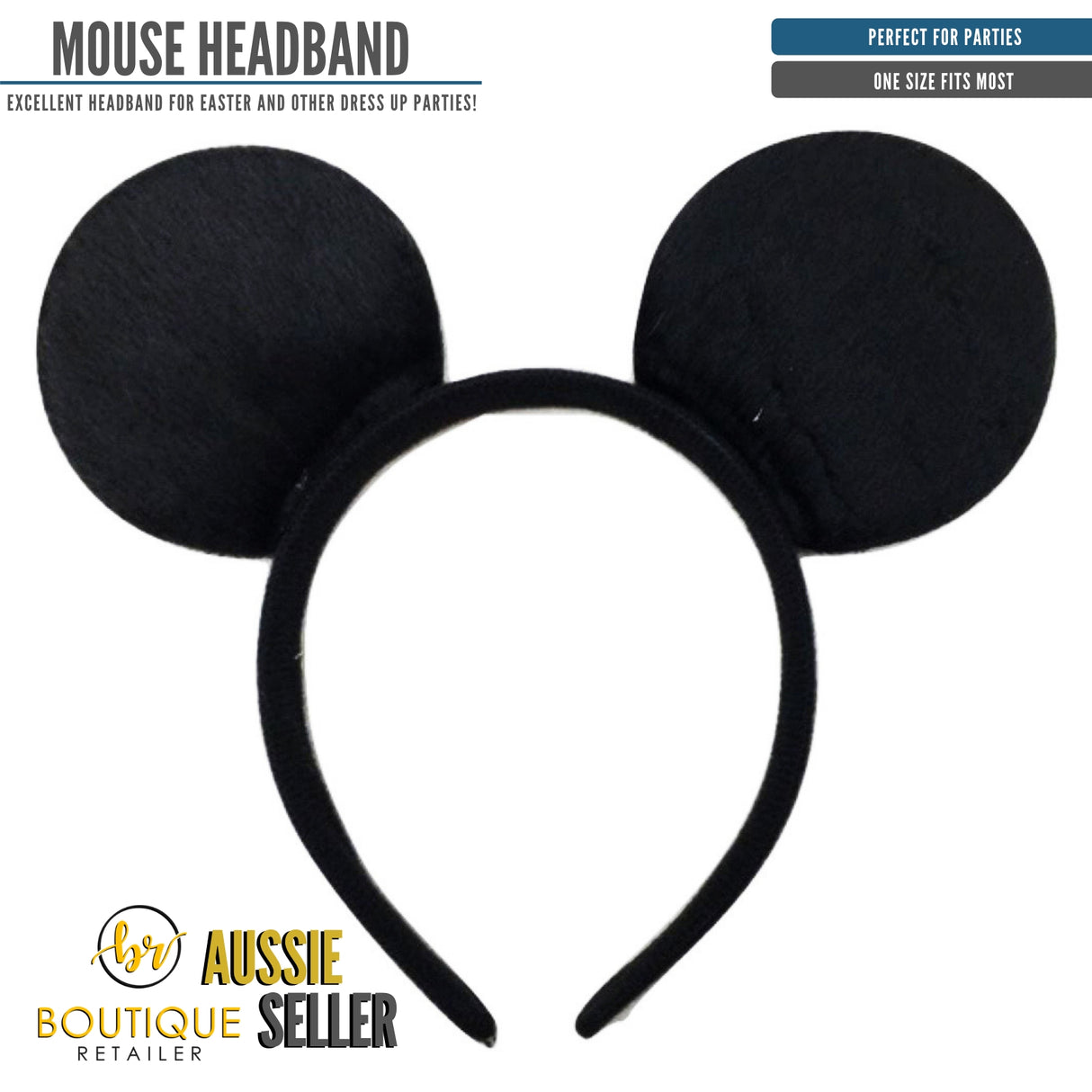 Charming Black Mickey & Minnie Mouse Ears Headband for Halloween Celebrations