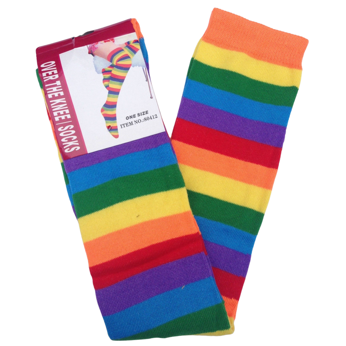 Colorful Over the Knee Rainbow Socks for Women - High Thigh Long Stockings