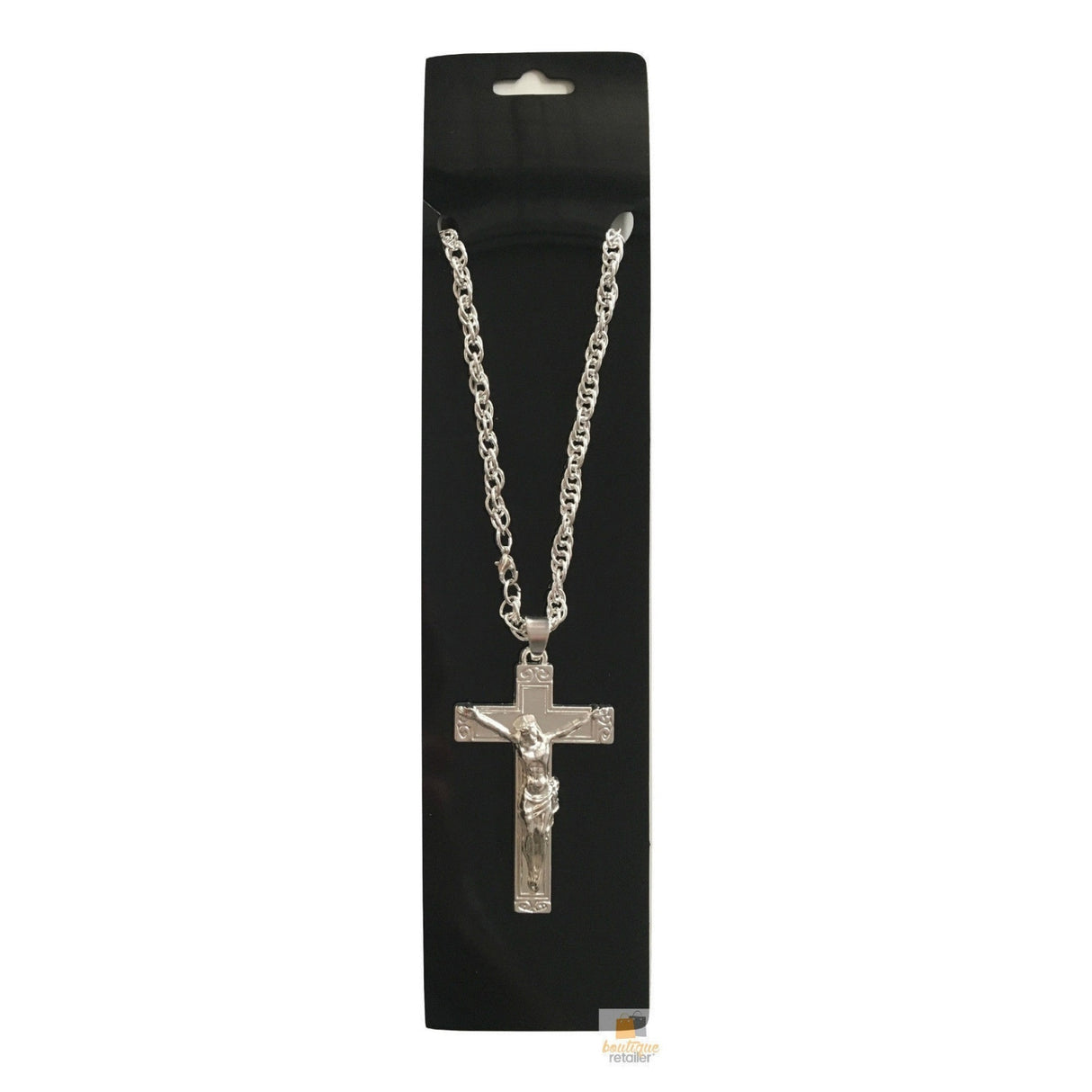 Stylish Silver Jesus Christ Crucifix Pendant Necklace with Durable Chain