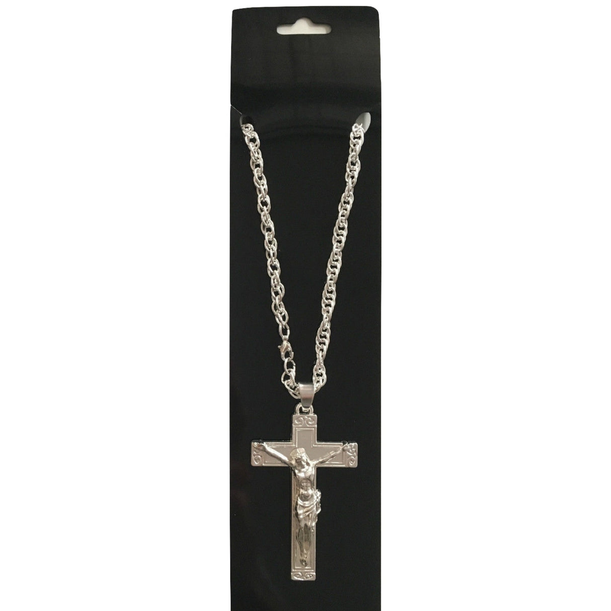 Stylish Silver Jesus Christ Crucifix Pendant Necklace with Durable Chain