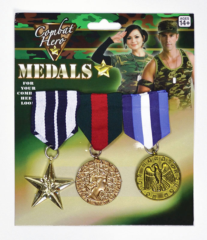 Triple Combat Medals Set for Soldier Costume - Halloween Costume Accessory