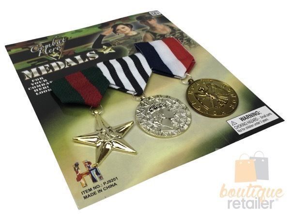 Triple Combat Medals Set for Soldier Costume - Halloween Costume Accessory
