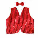 80s Inspired Kids Sequin Bow Tie and Vest Costume Set - Red