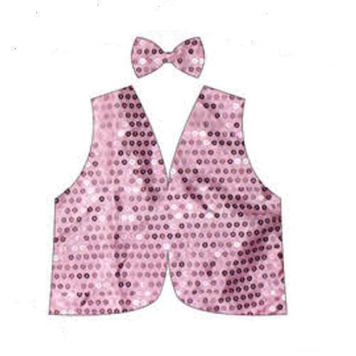 Light Pink Kids Sequin Bow Tie and Vest Costume Set for 80s Themed Dress Up Party