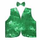 Kids Glittering Bow Tie and Vest Costume Set for 80s-Themed Parties - Green