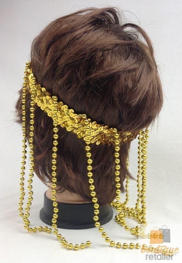 Glamorous Cleopatra Sequin Headband with Beaded Snake Accent for Themed Parties