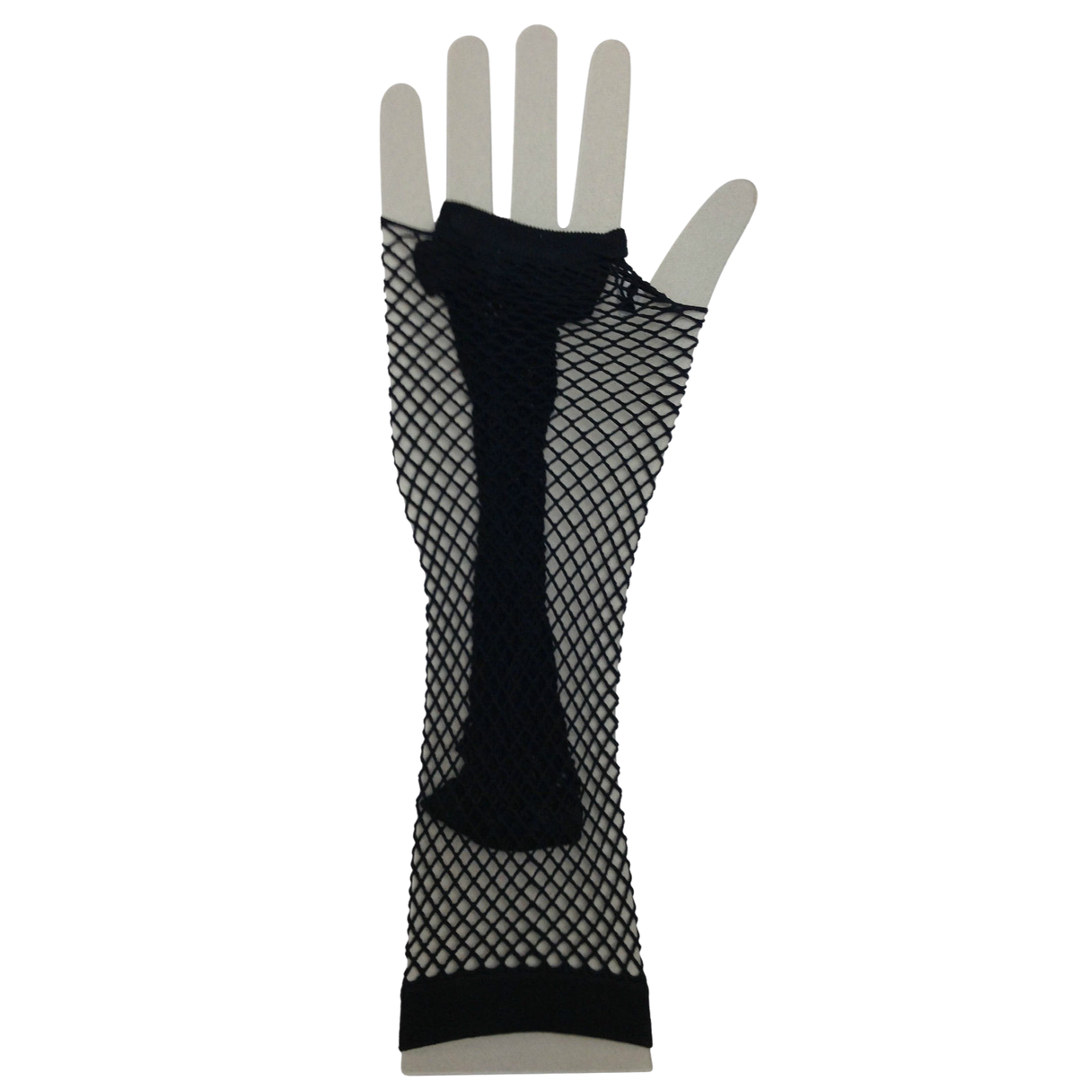 Long Elbow Length Fishnet Gloves Fingerless 70s 80s Womens Costume Party Dance in Black