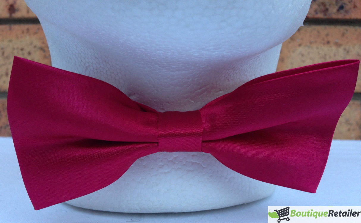 Mens BOW TIE Wedding Tuxedo Formal Bestman Necktie Classic Plain Party - Burgundy