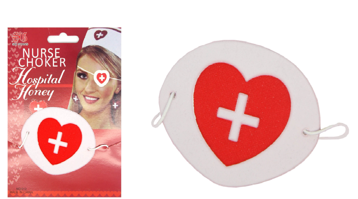 Nurse Costume Red & White Eyepatch Accessory for Medical Themed Parties