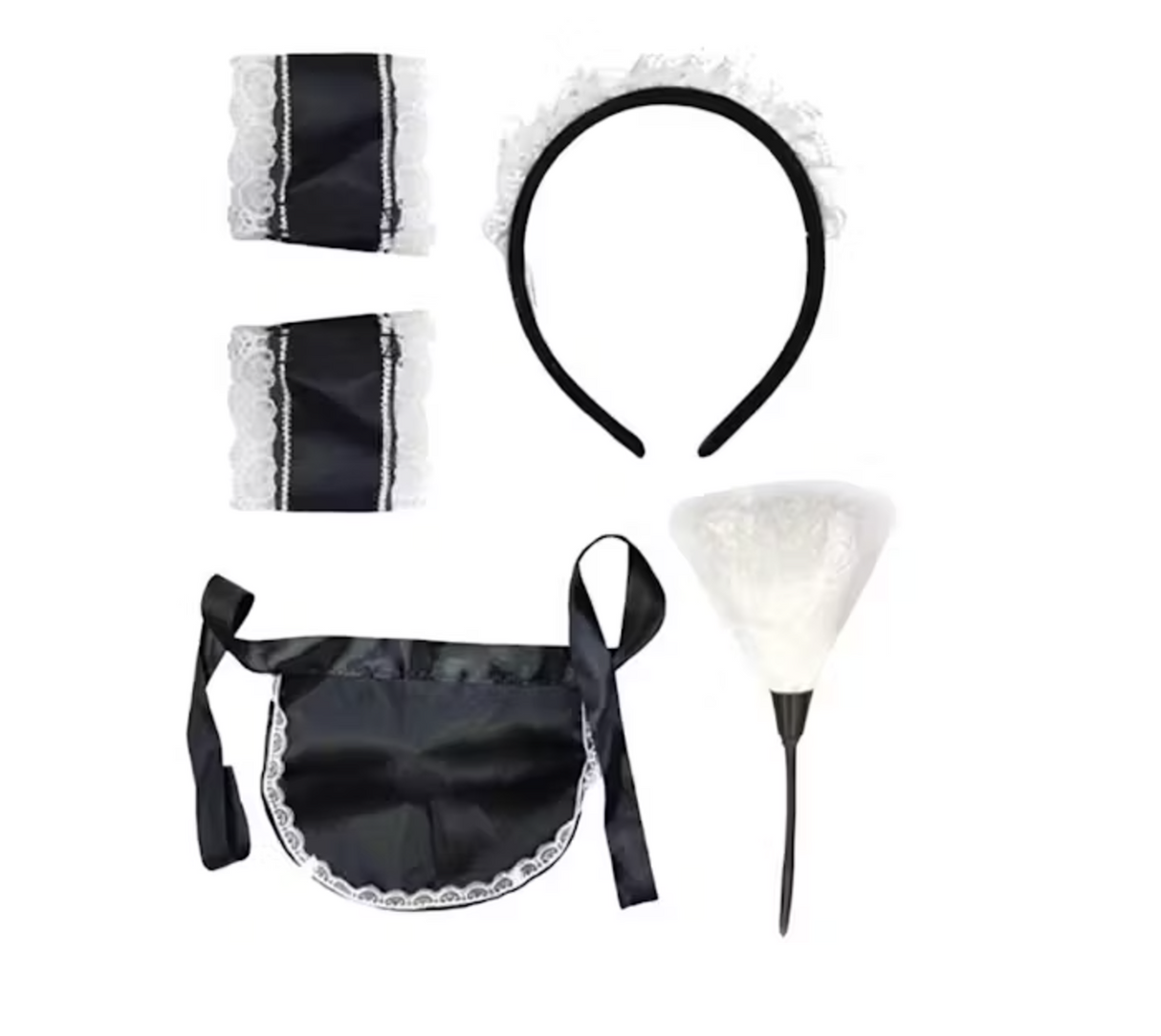 5-Piece French Maid Dress-Up Kit with Accessories for Halloween Parties