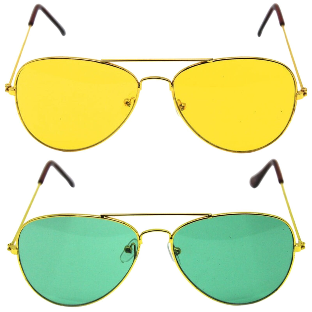 Green and Yellow Gold Aviator Party Glasses ??Fun Novelty Set Australia Day