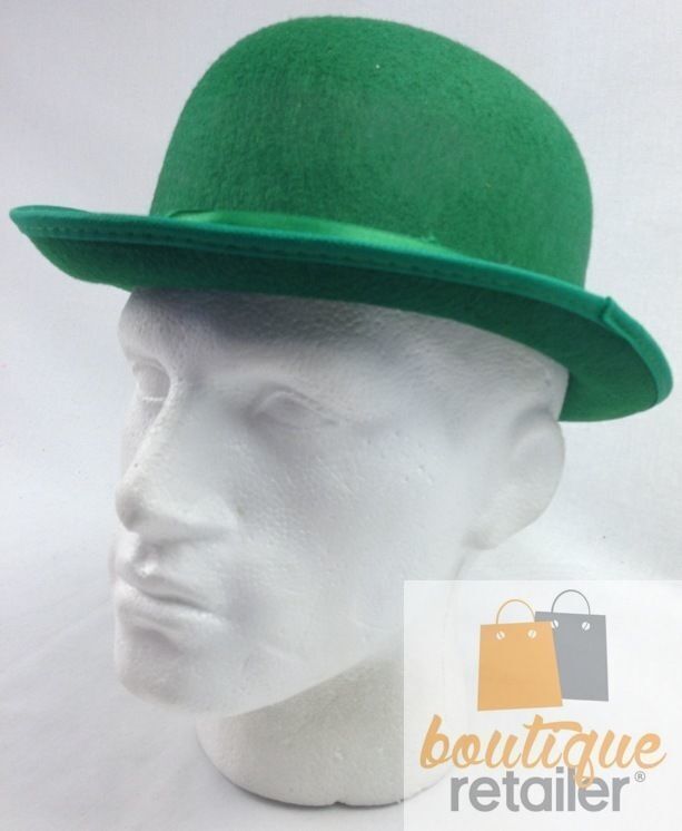 Vintage Green Bowler Hat for Party Costume, Derby Dress-Up, Halloween Dance Events