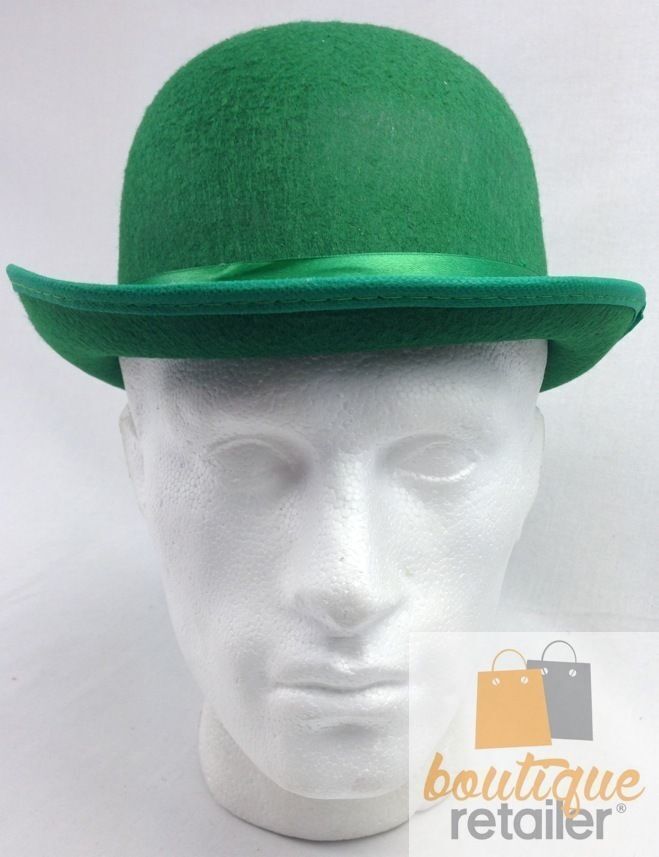 Vintage Green Bowler Hat for Party Costume, Derby Dress-Up, Halloween Dance Events