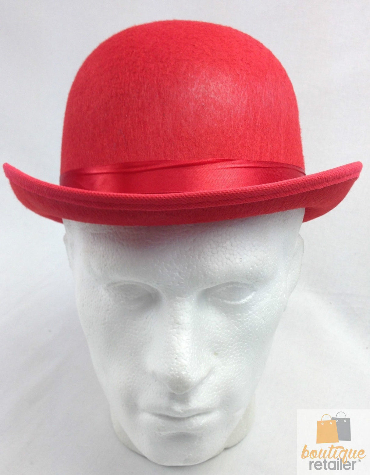 Vintage Red Bowler Hat for Costume Parties, Derby Events, and Halloween Celebrations