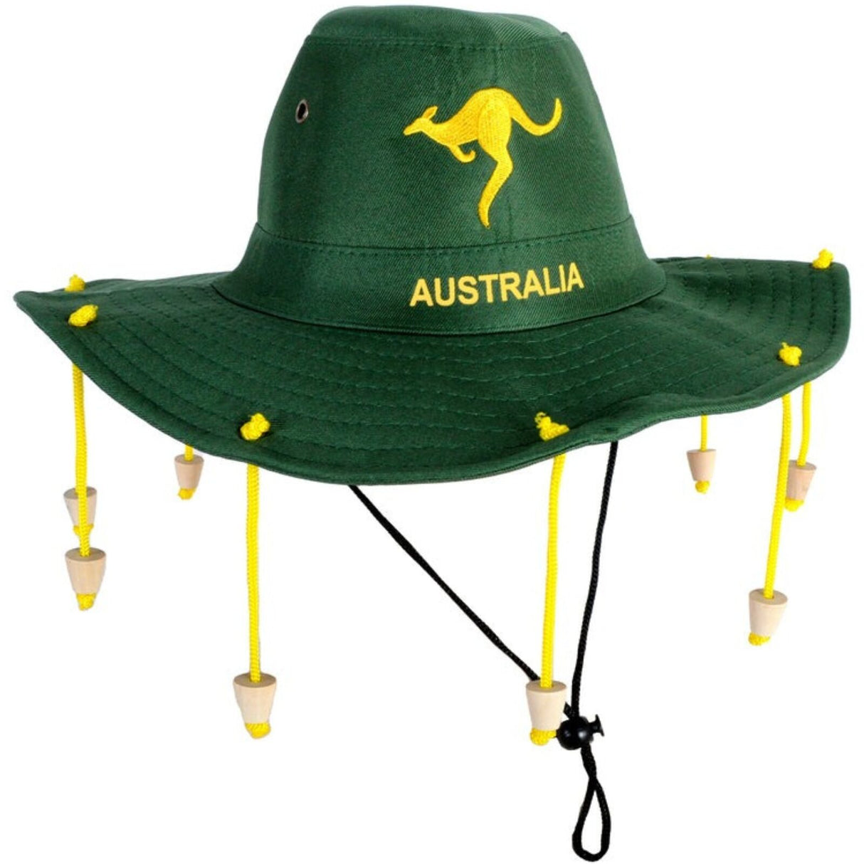 Australian Cork Hat Green with Gold Kangaroo Embroidery Aussie Australia Day